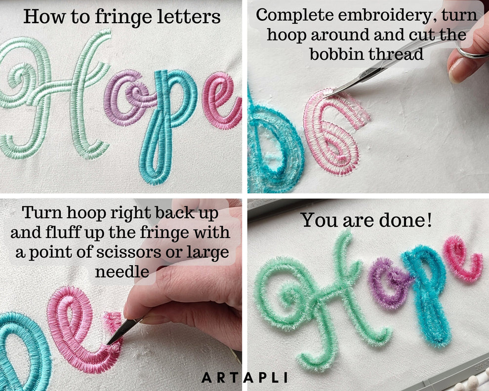 Big Fringe extra fluff! Fringed FONT alphabet letters machine ...
