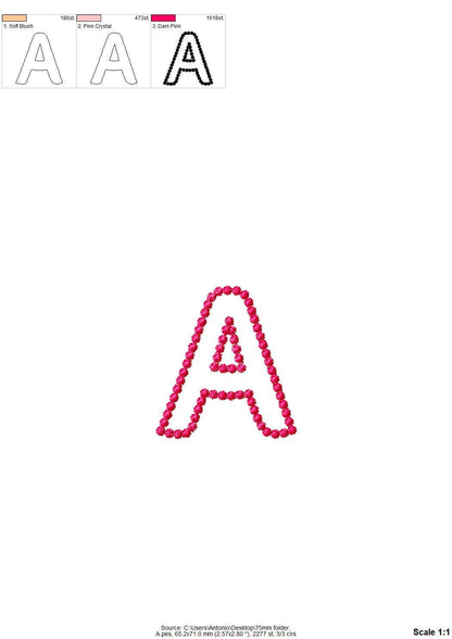 Pearl Stitch Outline Applique Font