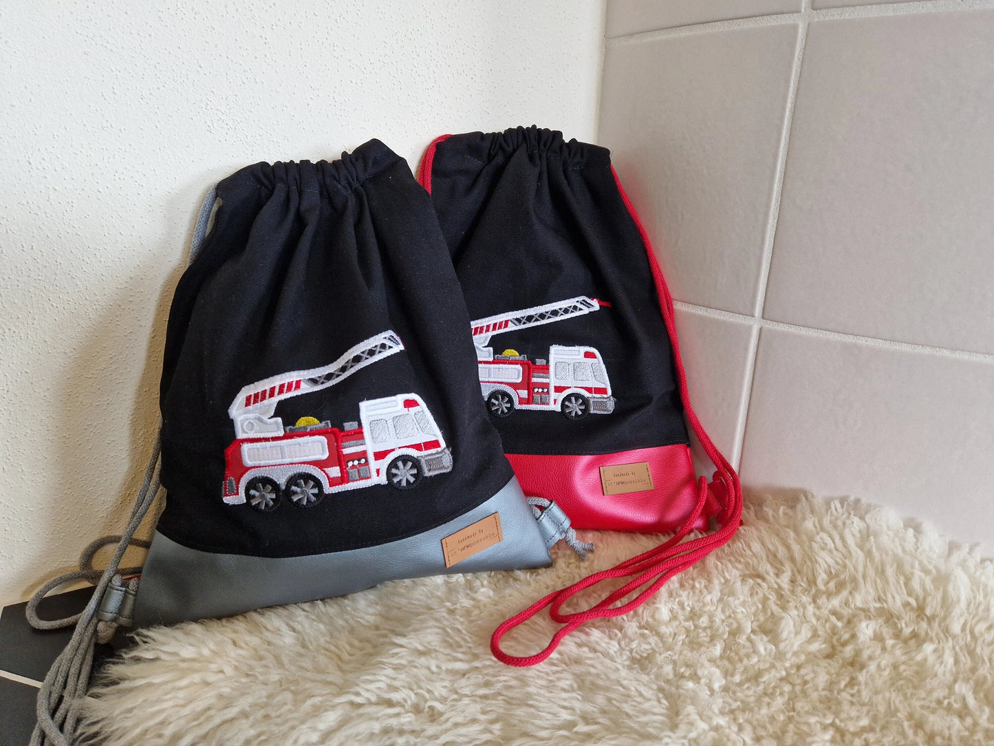 Fire Truck Applique and Fill Stitch