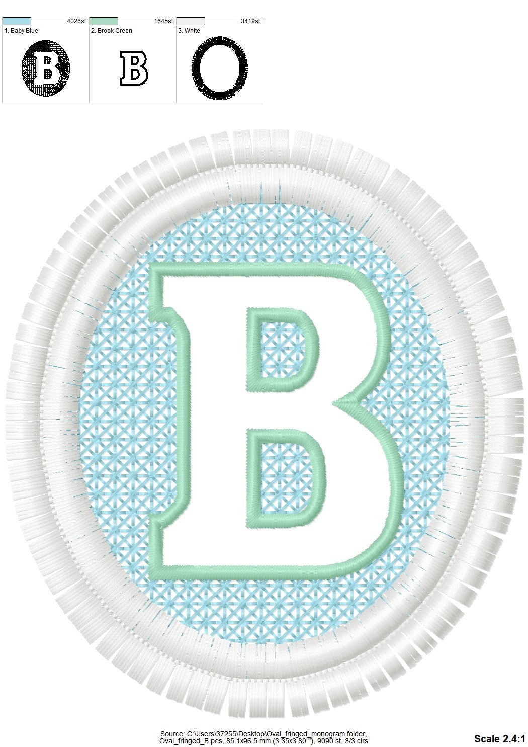 Fringed Monogram Frame and Embossed Font