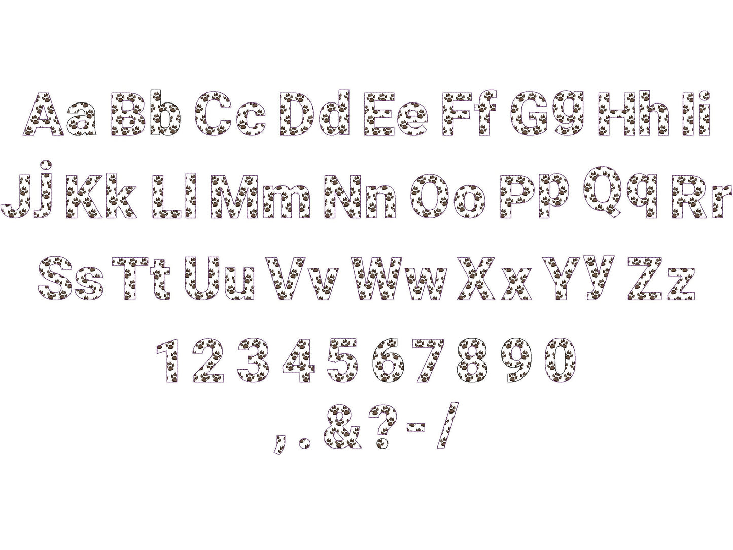 Dog Puppy Paw Patterned Font