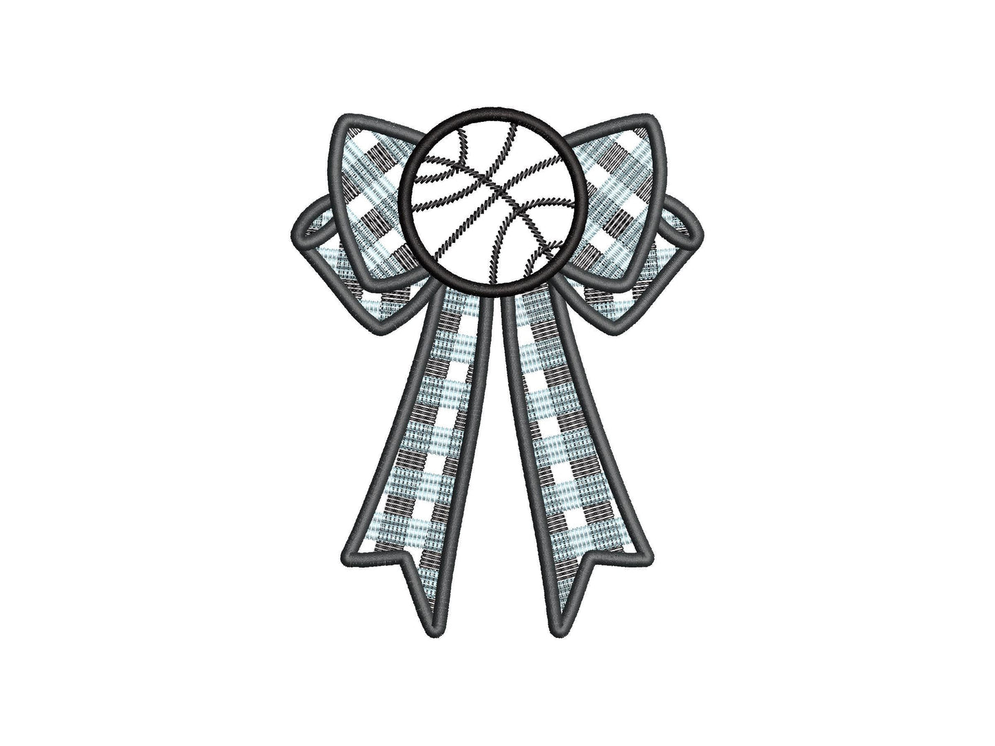 Basketball Sports Gingham Plaid Patterned Bow