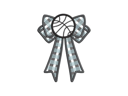 Basketball Sports Gingham Plaid Patterned Bow