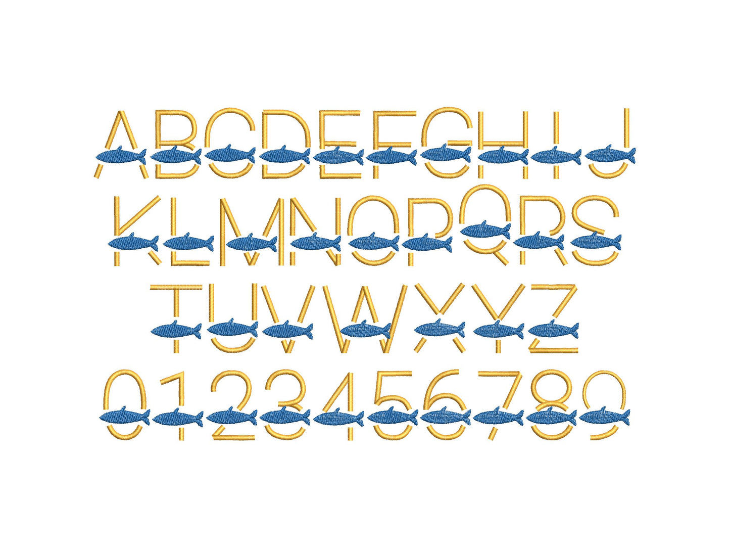 Satin Stitch Fish Font