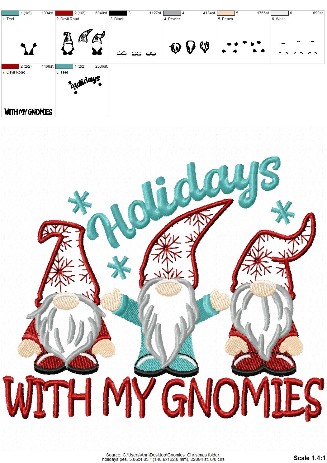 Merry Christmas kitchen Gnomies SET of 6 designs Kitchen towel cute