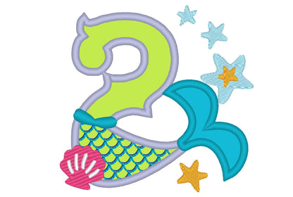 Mermaid Tail Birthday Number Applique