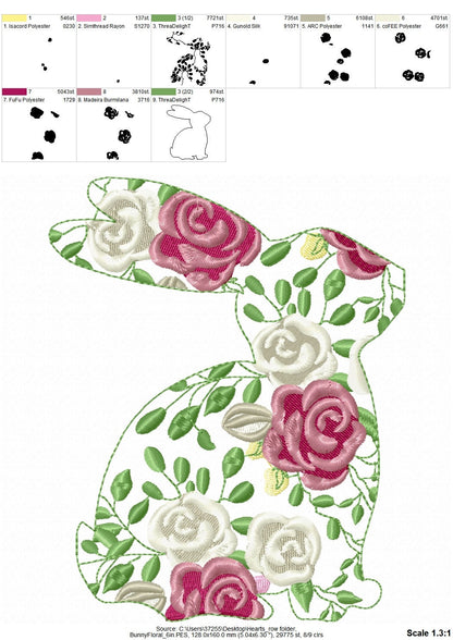 Floral Easter Bunny Silhouette