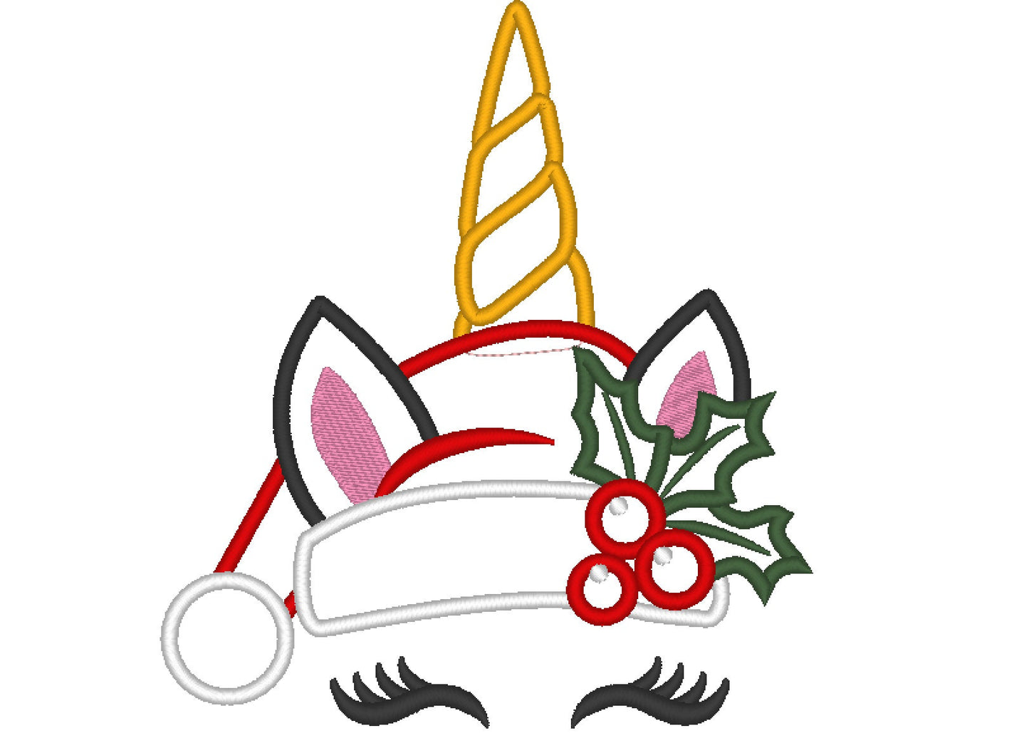 Christmas Unicorn Head Applique