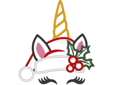 Christmas Unicorn Head Applique