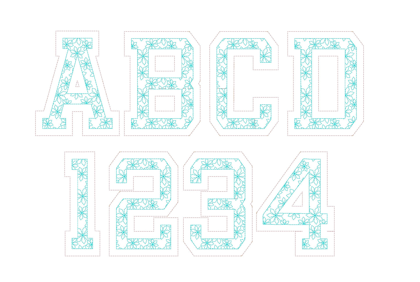Floral Fill Light Stitch 2 Outlines Varsity Font