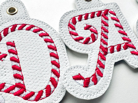 Christmas Candy Cane Monogram Keychain