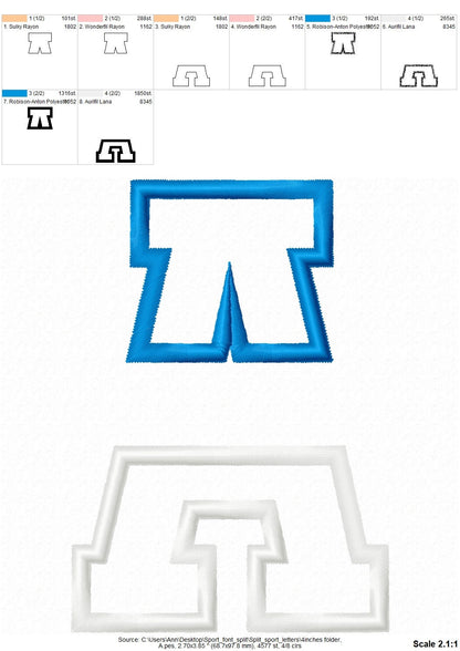 Split Athletic Collegiate Font Applique