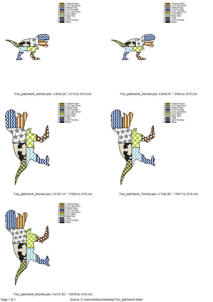 Patchwork Patterned T-Rex Dinosaur