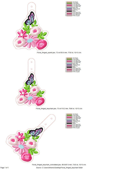Fringed Flower Floral Butterfly Keychain