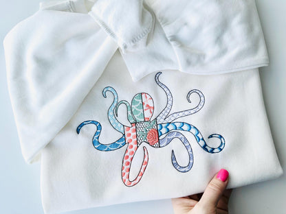 Patchwork Octopus patterned sea life ocean fish animal Tentacles