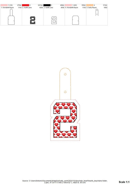Heart Patterned Monogram Keychain