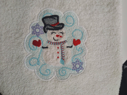 Snowman Embossed Terry Towel