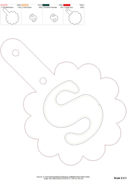 Scalloped Edge Puffy Puff Foam Monogram Keychain