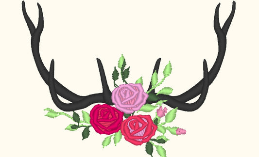 Deer Antlers with Flowers