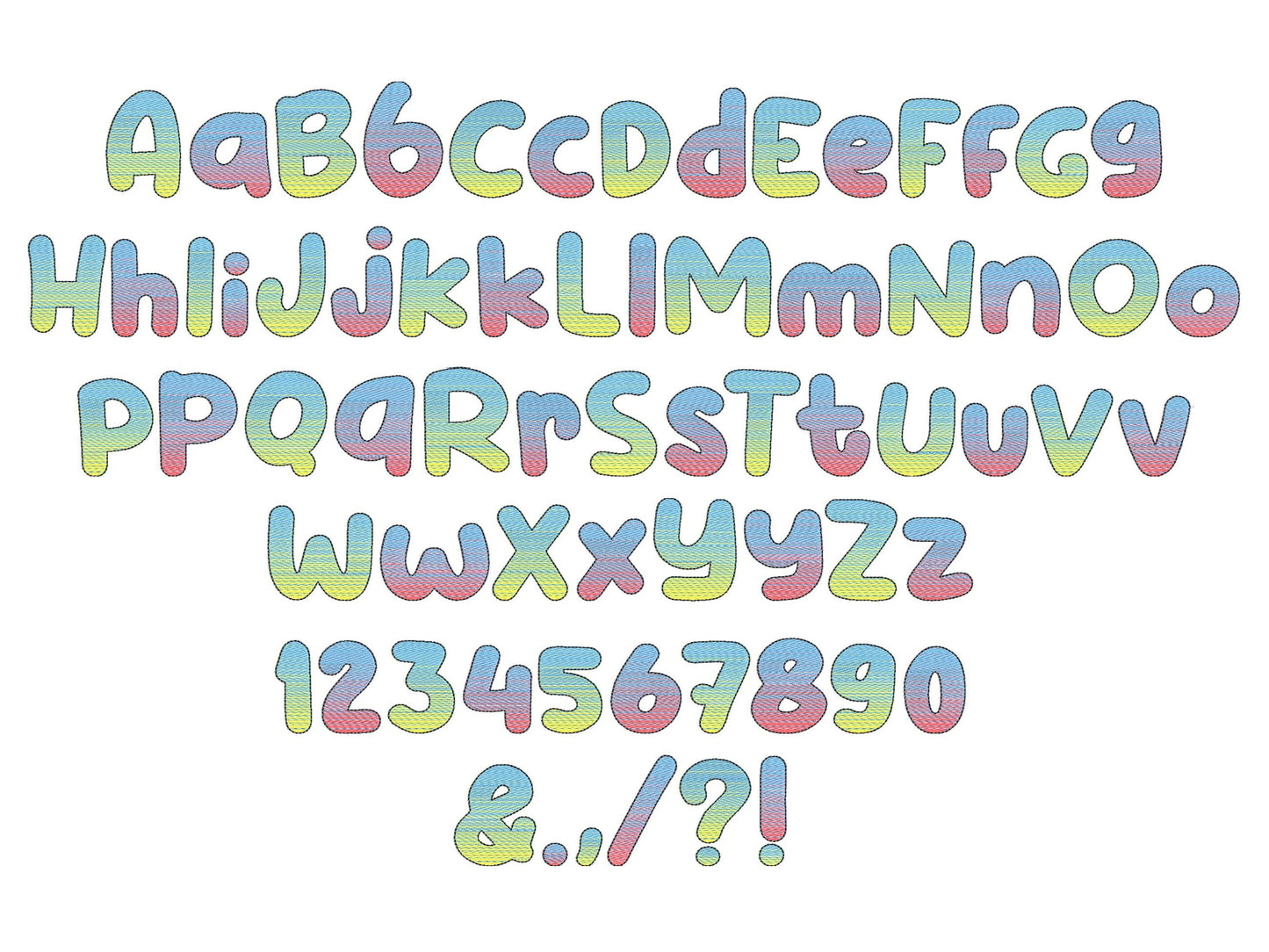 Iridescent 2-Color Ombre Gradient Bubble Font
