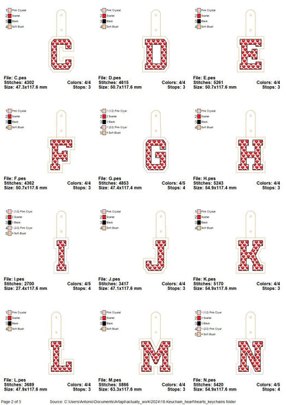 Heart Patterned Monogram Keychain