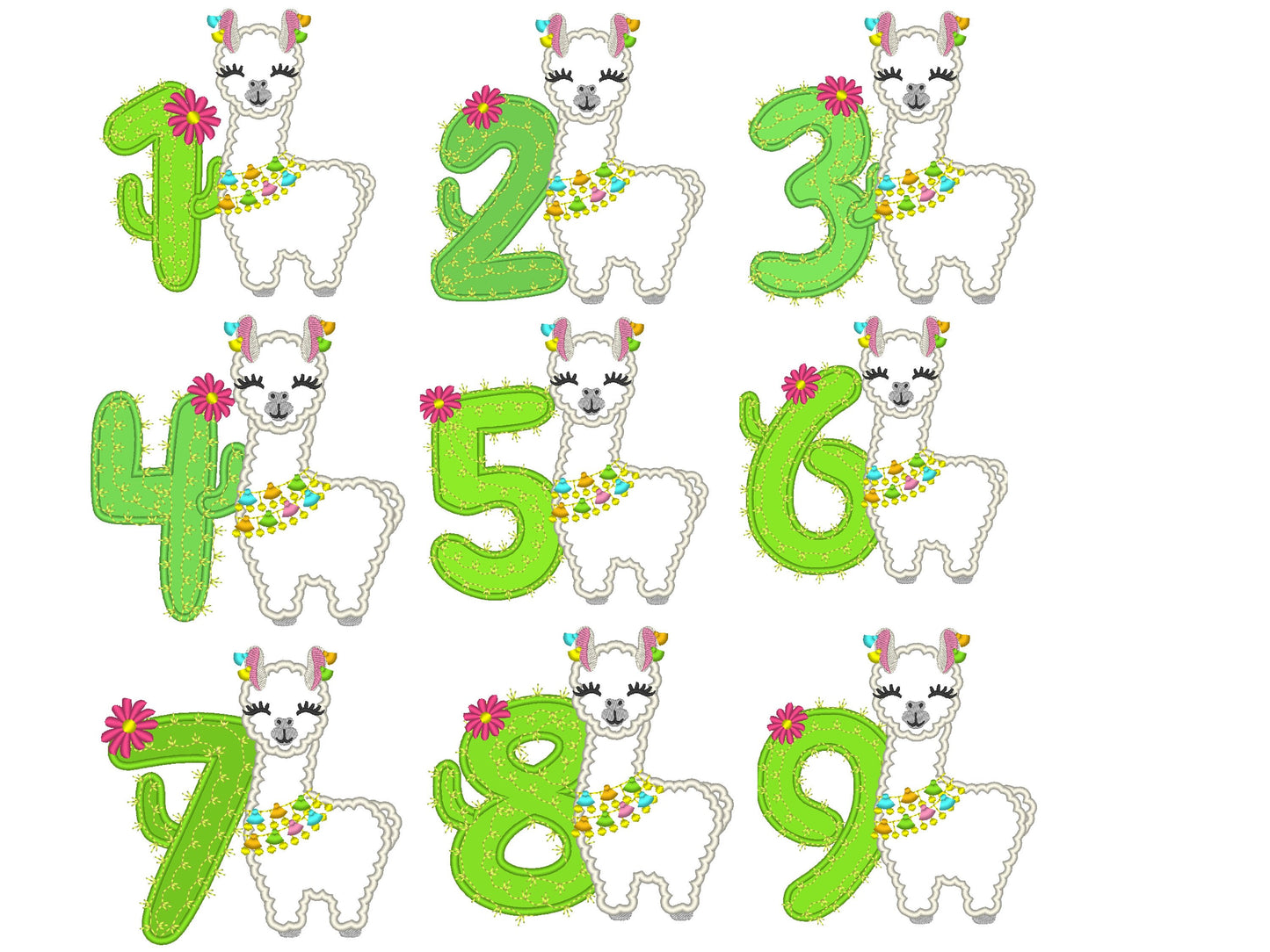 Llama Cactus Birthday Number Set