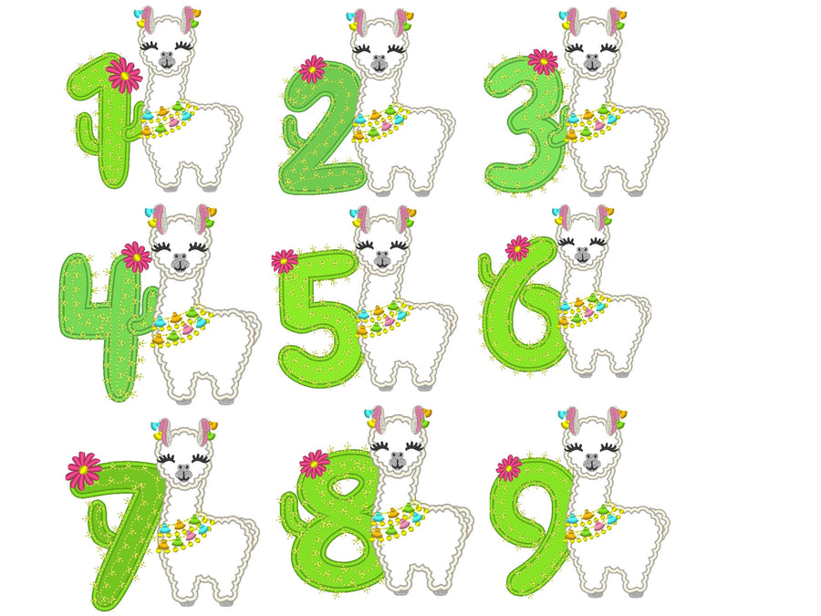 Llama Cactus Birthday Number Set