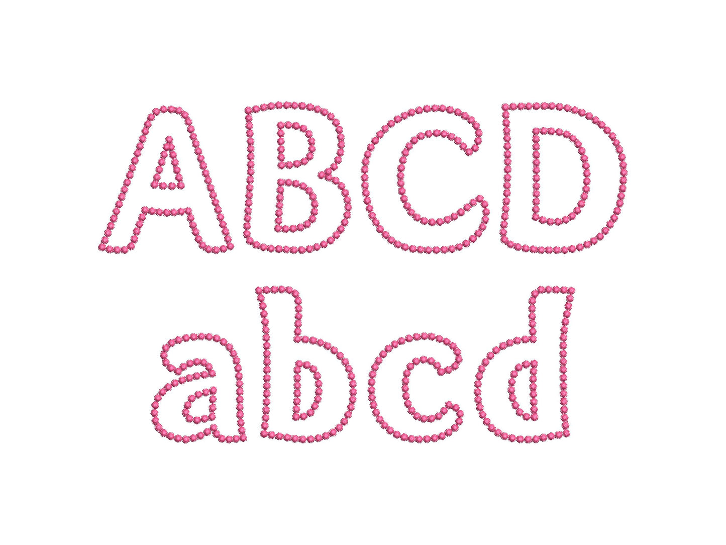 Pearl Stitch Outline Applique Font