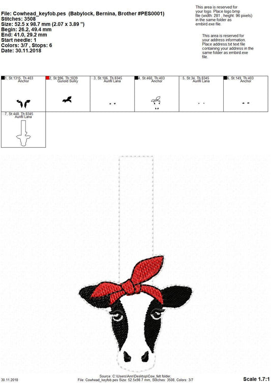 Cow with Bandanna Keychain