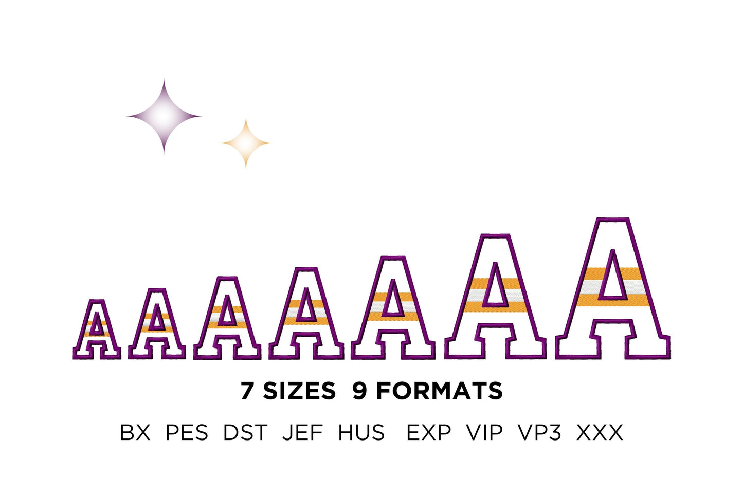 Striped FONT Applique Sports stripes alphabet monogram letters Block