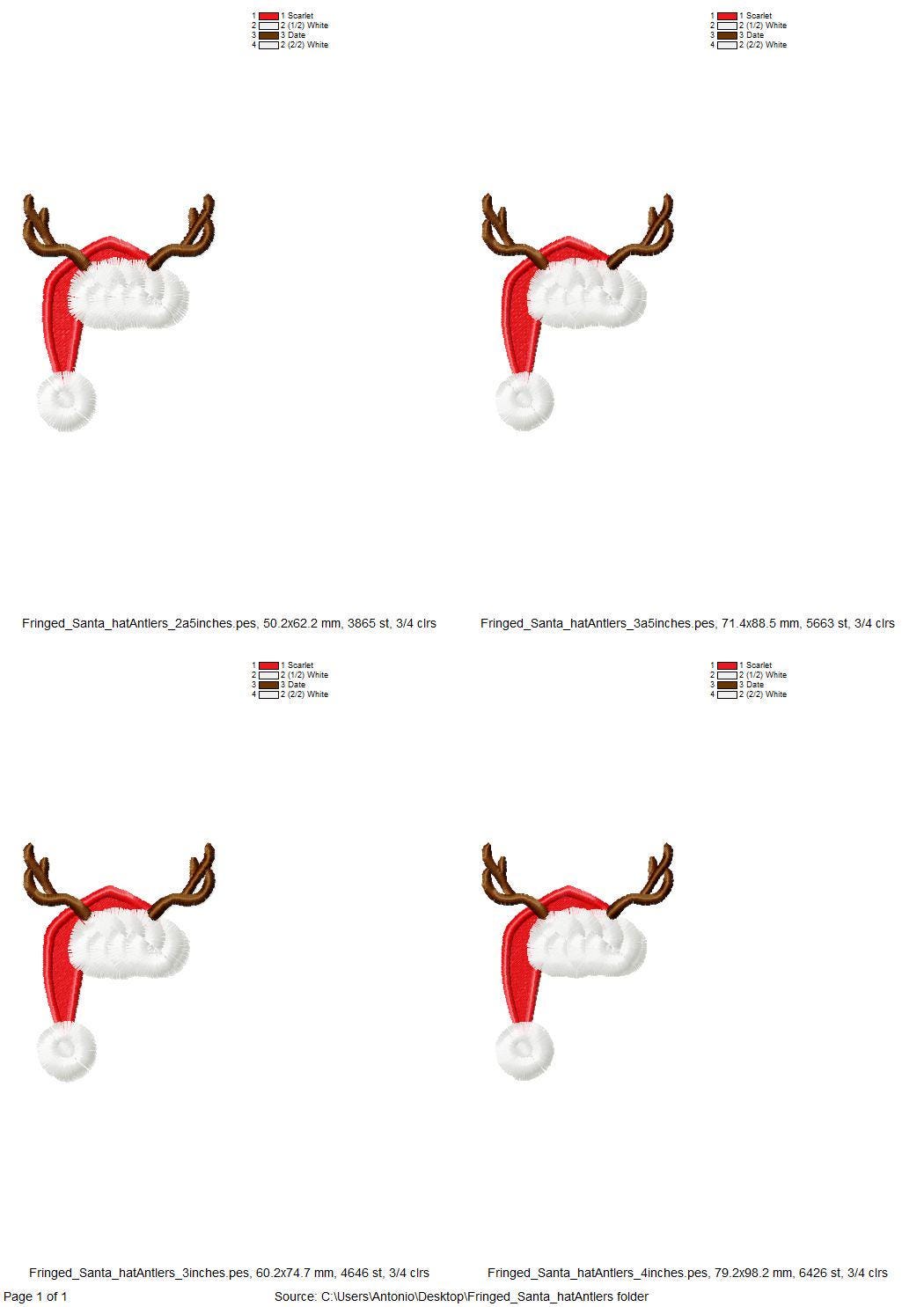 Fringed Deer Antlers and Santa Hat