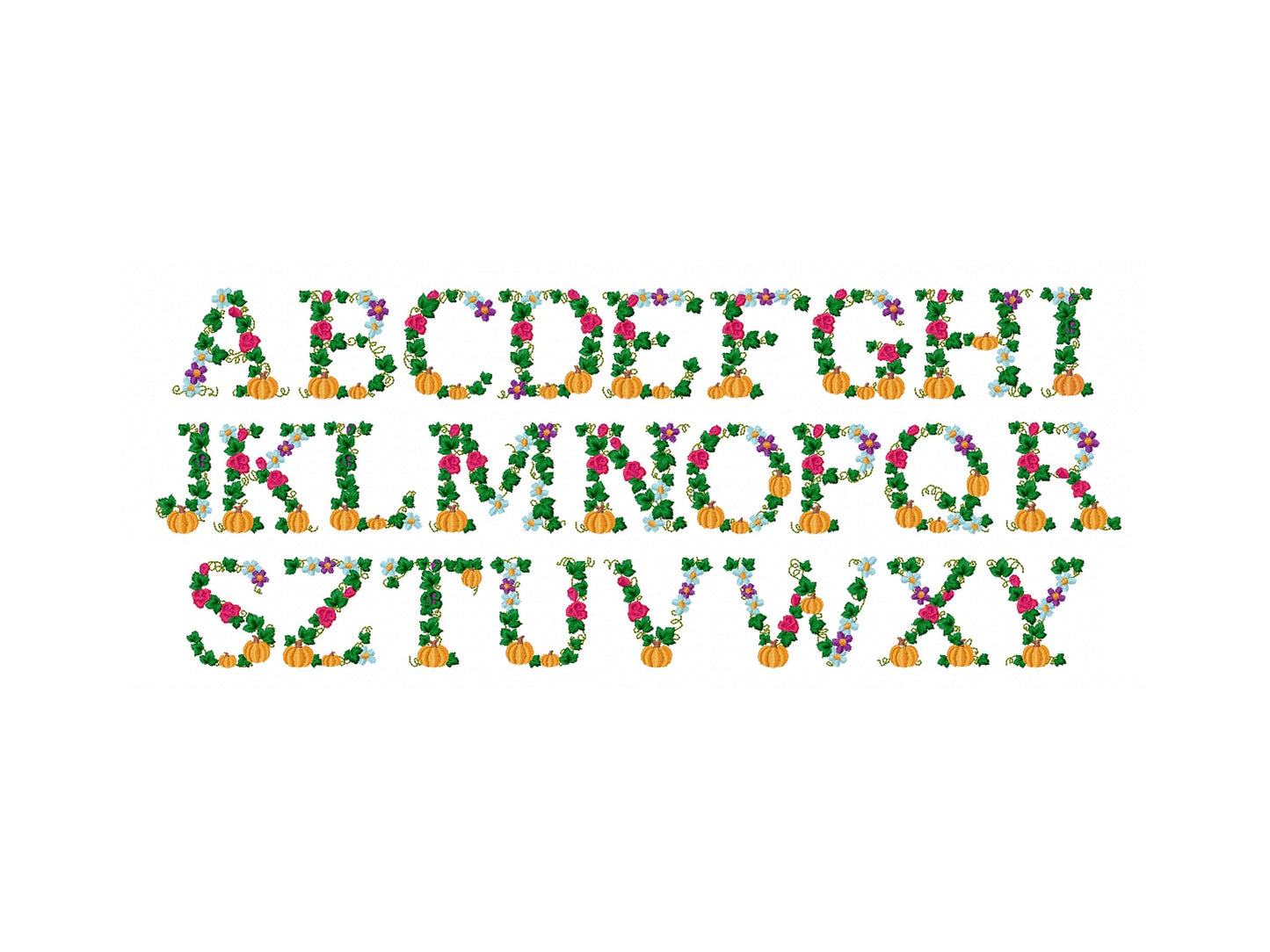 Fall Thanksgiving Pumpkin Floral Font