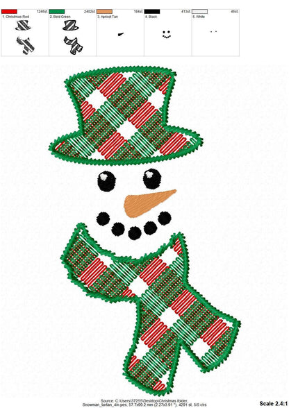 Gingham Plaid Patterned Christmas Snowman