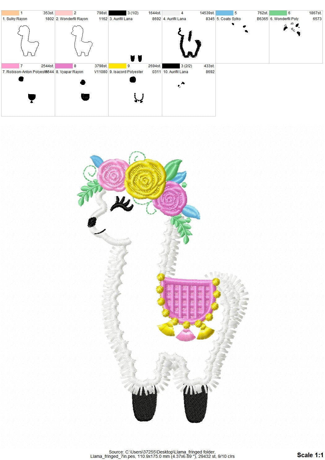 Fringed Llama Outline Floral Crown