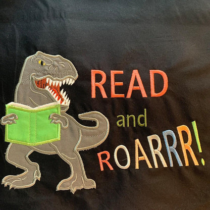 Dinosaur Reading Book Applique