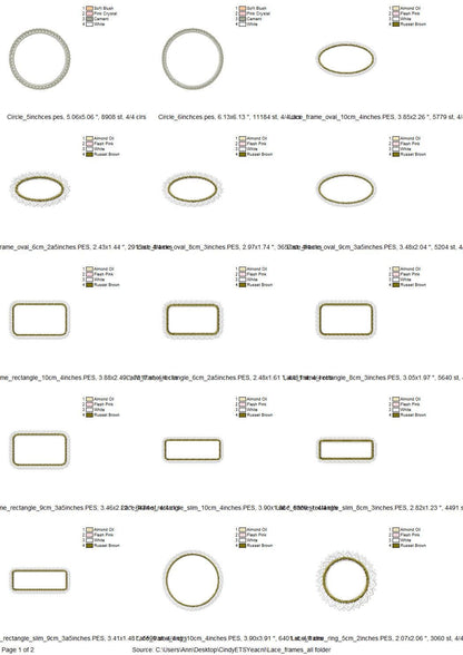 Lace Edge Monogram Name Frame Applique Set of 4