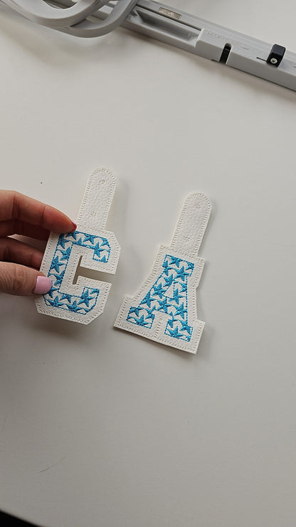 Stars Patriotic 4th July American flag alphabet letters A-Z Key Fob