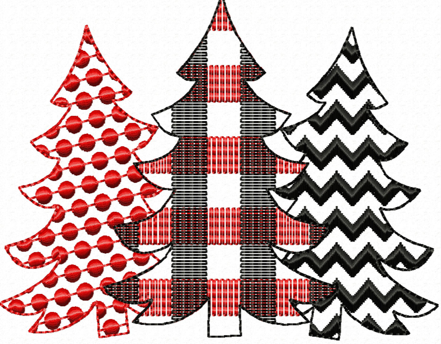 Plaid Polka Dot Chevron Woodland Tree Trio