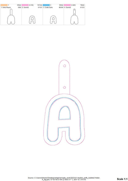 Puffy Puff Foam Bubble Monogram Keychain ITH