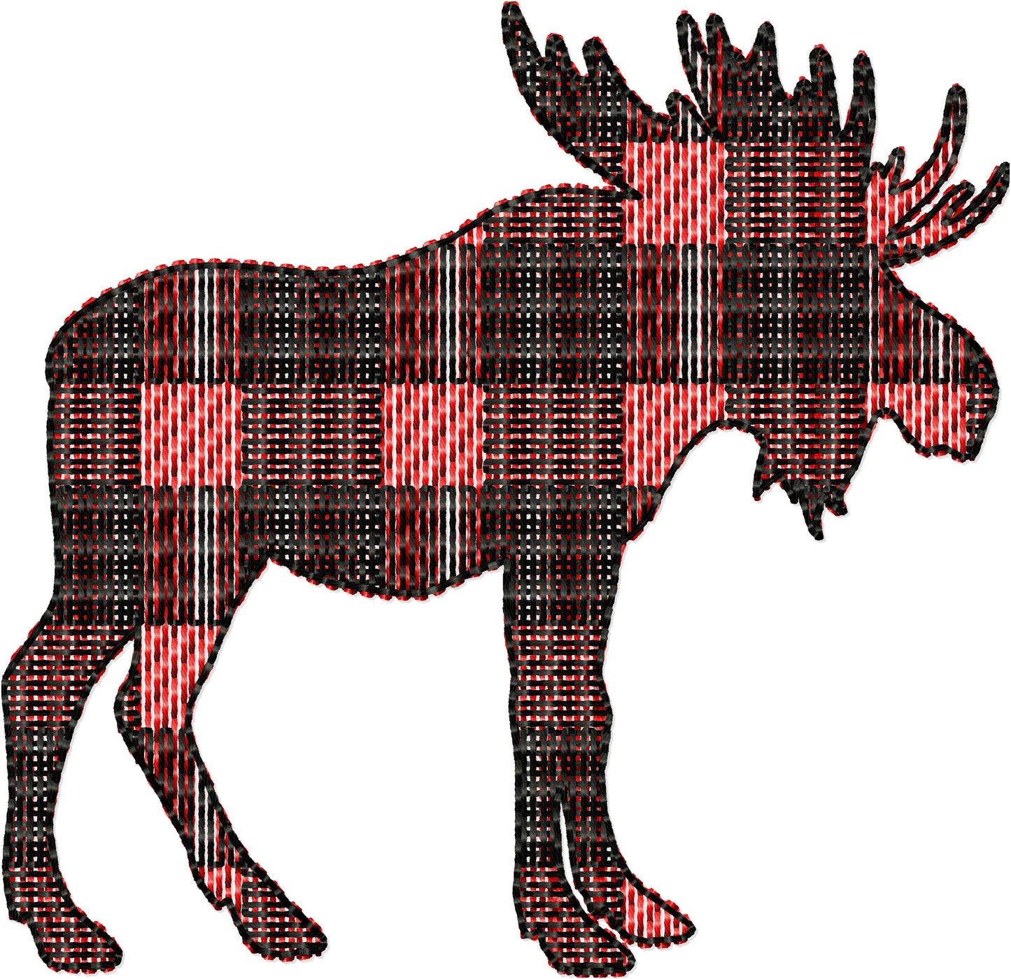 Gingham Plaid Moose Silhouette