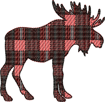 Gingham Plaid Moose Silhouette