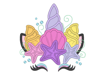 Mermaid Unicorn with Starfish and Shell