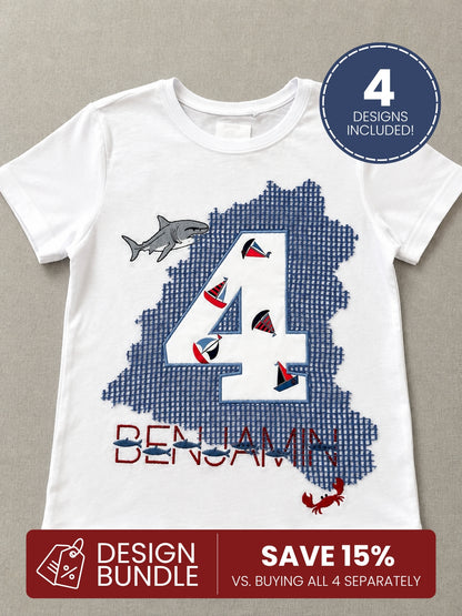 Ocean-Themed Boy Birthday Number Shirt Bundle