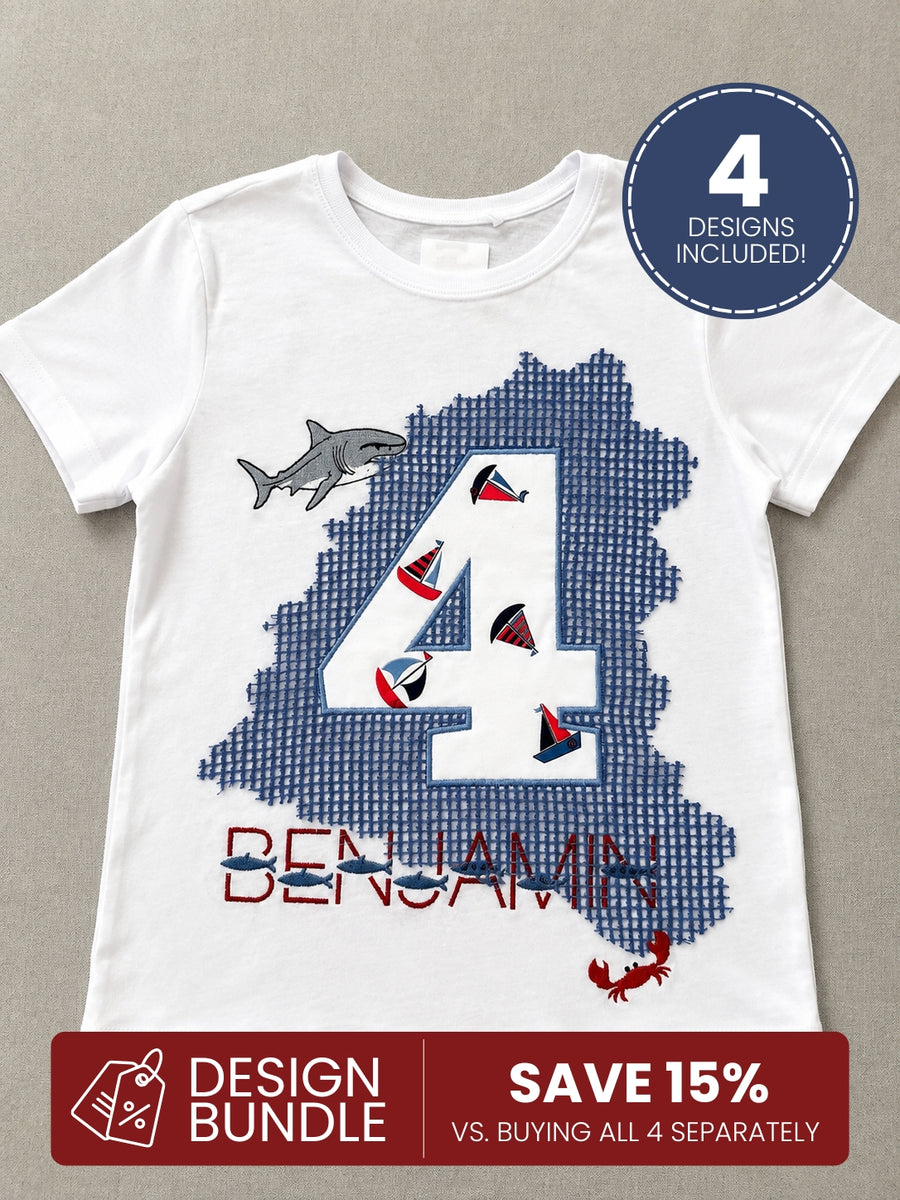 Ocean-Themed Boy Birthday Number Shirt Bundle