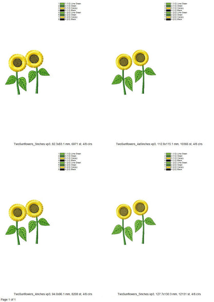 Two Fringed Sunflower Stems in a row