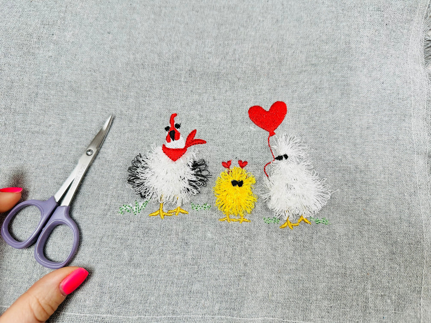 Valentine Fringed Chicken Family