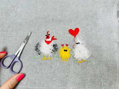 Valentine Fringed Chicken Family