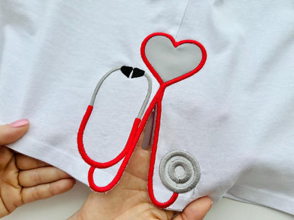 Therapist Medic Stethoscope with Heart Applique
