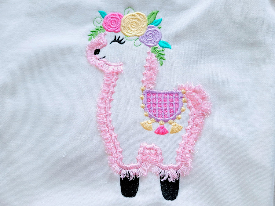 Fringed Llama Outline Floral Crown