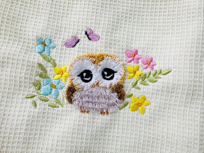 Fringed Fluffy Owl Floral Garden